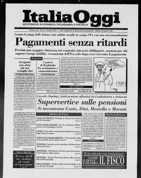 Italia oggi : quotidiano di economia finanza e politica